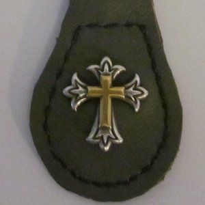 Leather Keychain with Cross Concho